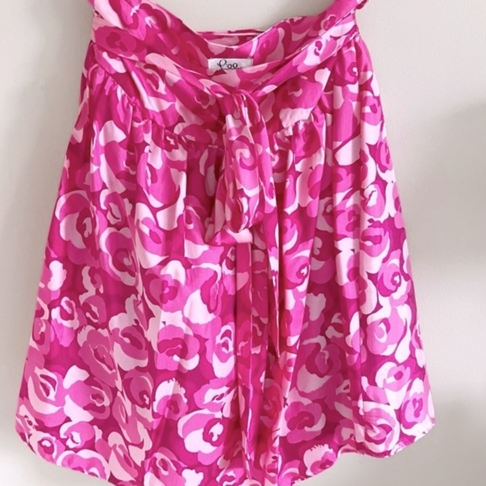 Lilly Pulitzer vintage rose print silk skirt with tulle under skirt sz 6